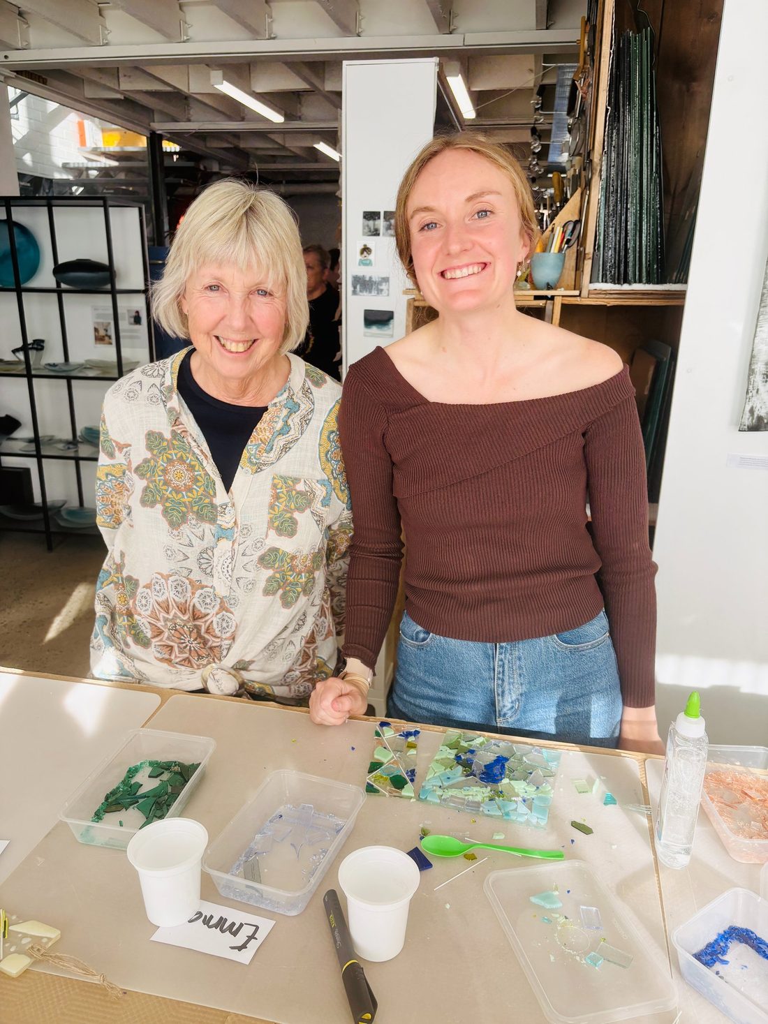A mother and daughter after a glass class
